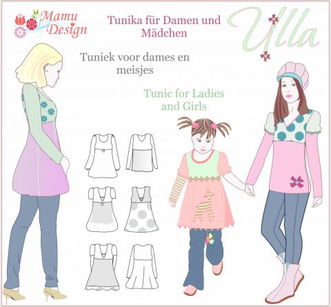 E-Book Schnittmuster und Nähanleitung ULLA Tunika, Kleid, Shirt Damen und Mädchen