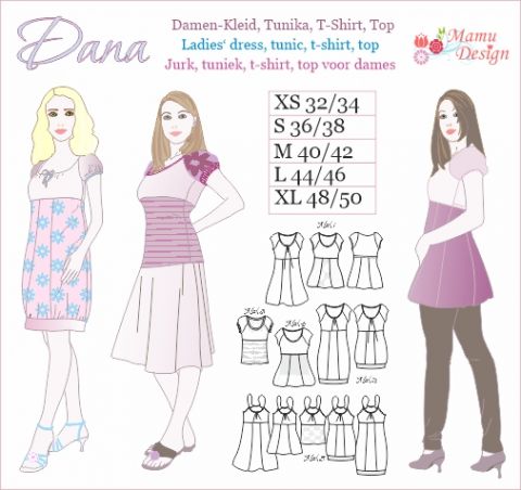 DANA pattern for Woman, Blouse, Top, Tunik, Dress, Shirt