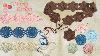 Freebook Crochet Belt with Crochet Flowers 3 Variants